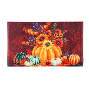 Harvest Floral Pumpkin Bouquet Embossed Floor Mat,41em2505
