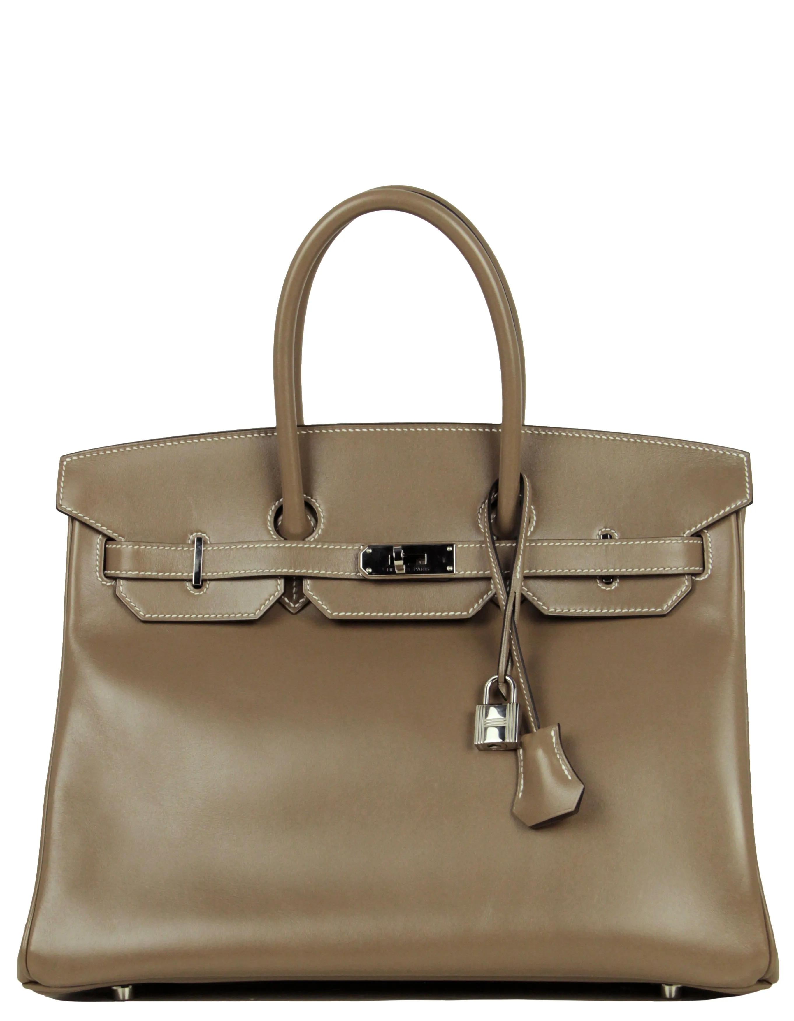 Hermes 2017 Etoupe Grey Tadelakt Leather 35cm Birkin Bag