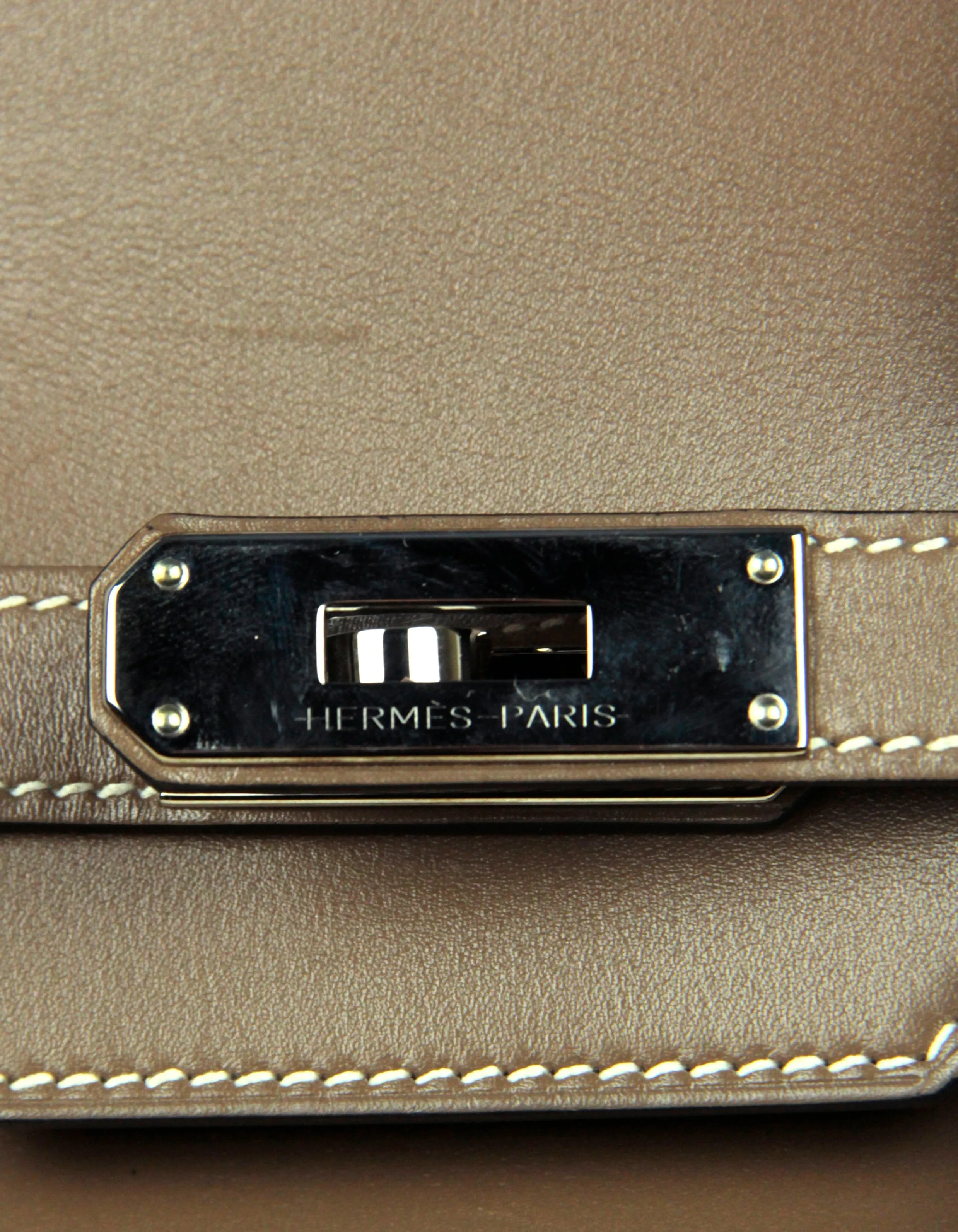 Hermes 2017 Etoupe Grey Tadelakt Leather 35cm Birkin Bag