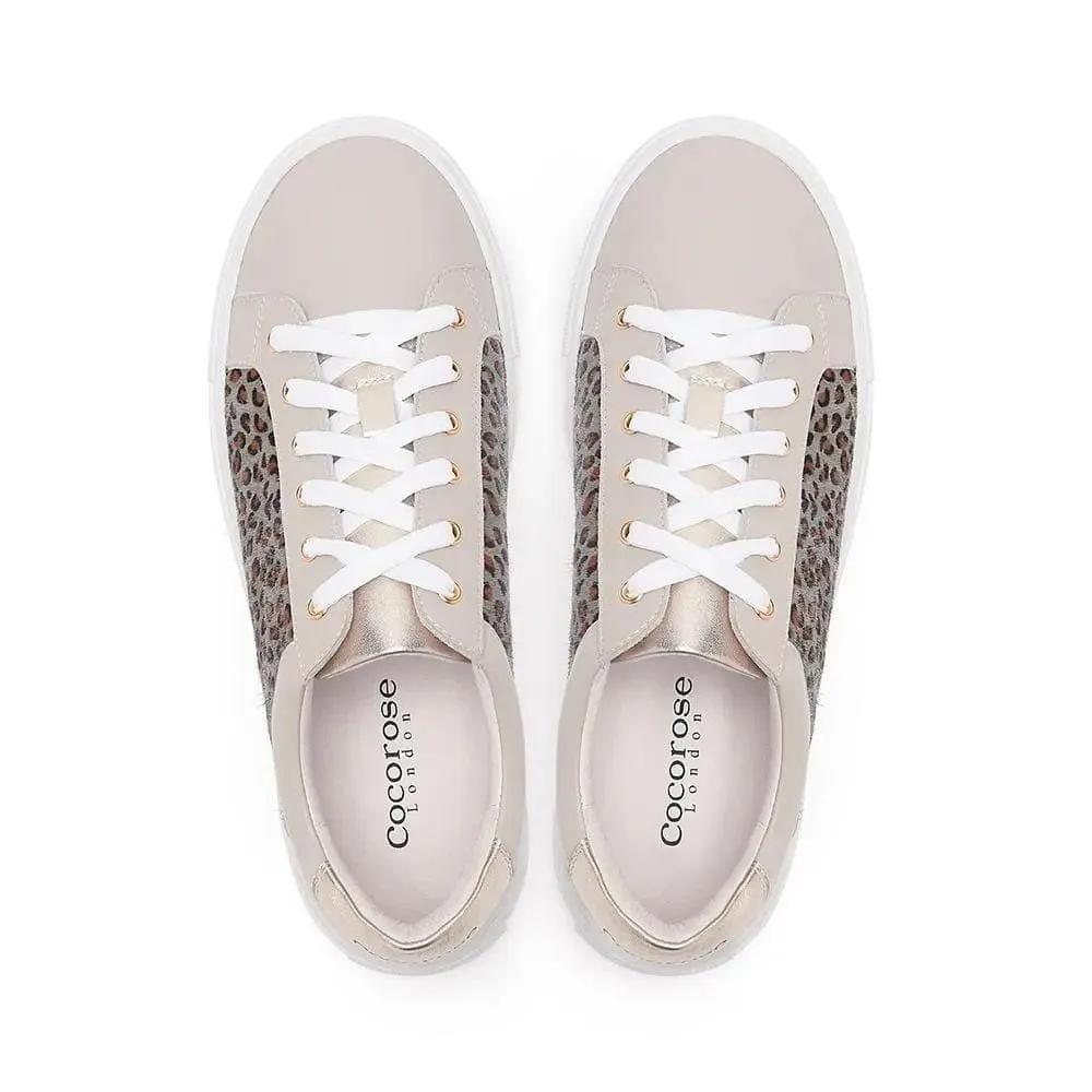 Hoxton - Dove Grey  with Grey Leopard Leather Trainers