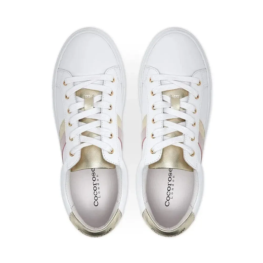 Hoxton - Stripes Pink & Gold Leather Trainers