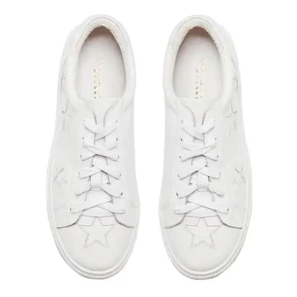 Hoxton - White with White Stars Leather Trainers