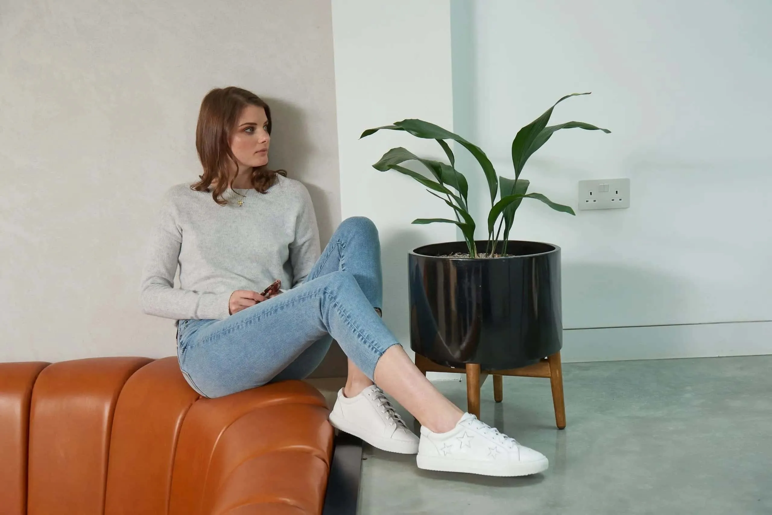 Hoxton - White with White Stars Leather Trainers