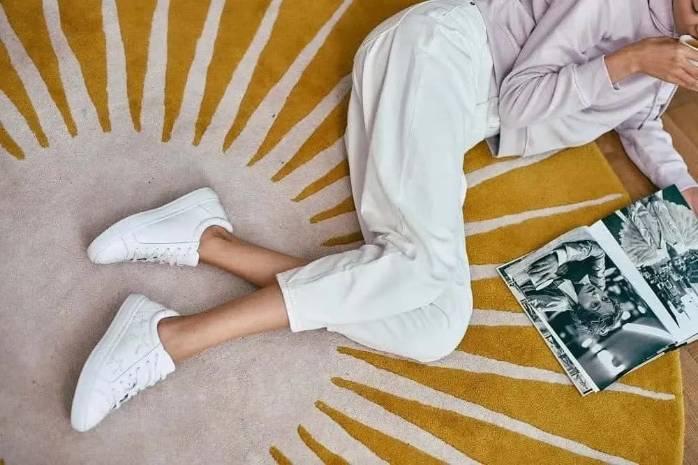 Hoxton - White with White Stars Leather Trainers