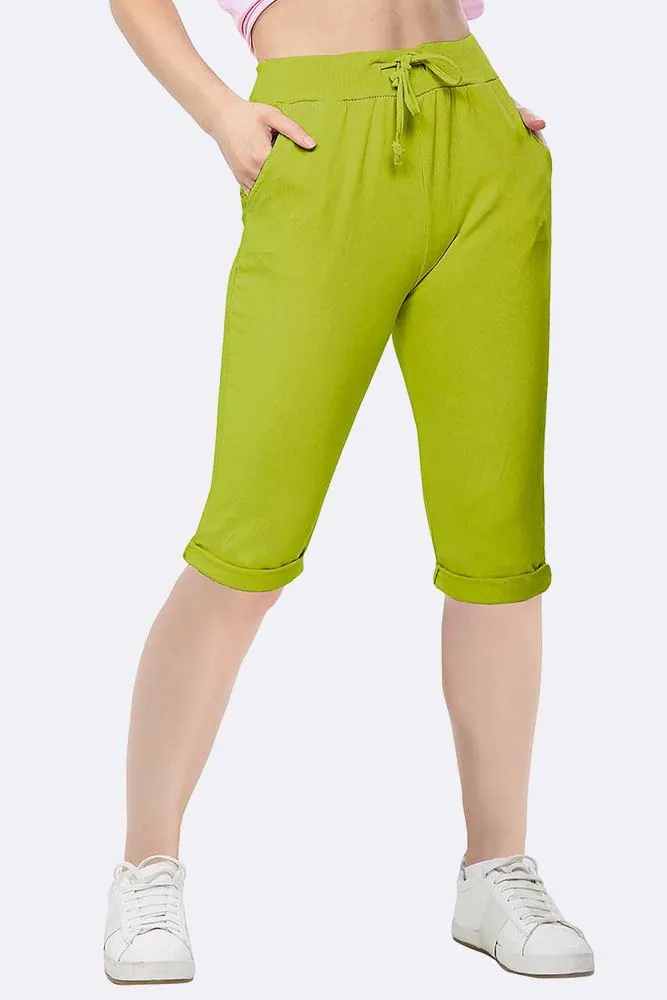 Italian Plain 3/4 Drawstring Pocket Trousers