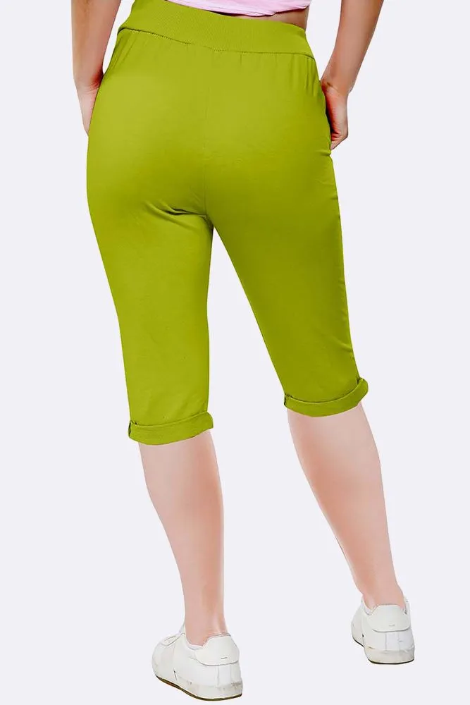 Italian Plain 3/4 Drawstring Pocket Trousers