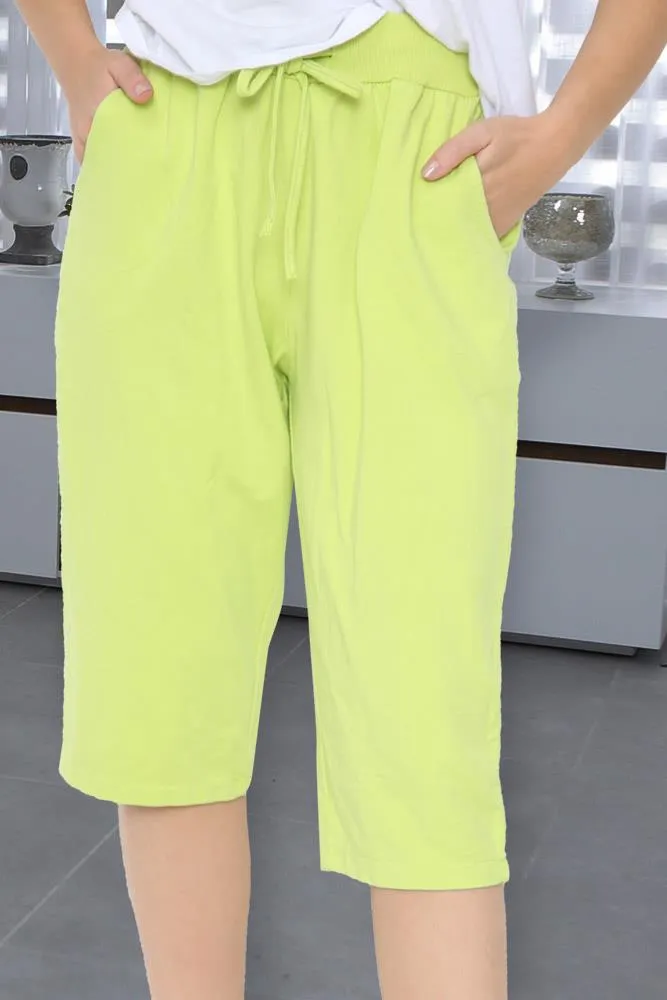 Italian Plain 3/4 Drawstring Pocket Trousers