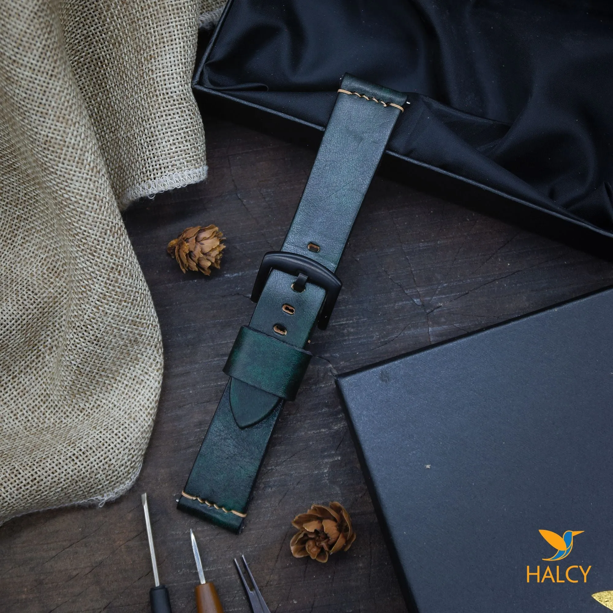 Italian Vegetable tanned Cowhide Leather  Watch strap with quick-release spring bars. Choice of Width - 16mm, 18mm, 20mm, 22mm, 24mm, Etc..