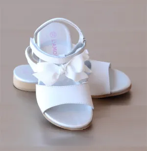 L'Amour Girls Toe Strap Grosgain Bow Sandal