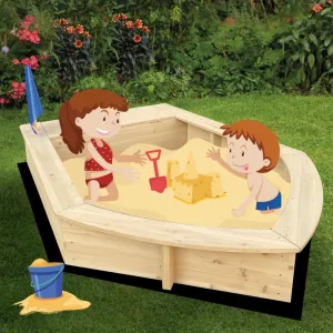 Large 1.2m Long Montessori Eco Conscious FSC Cypress Wood Ship Sandpit  & Thick Waterproof Cover | 3 years 