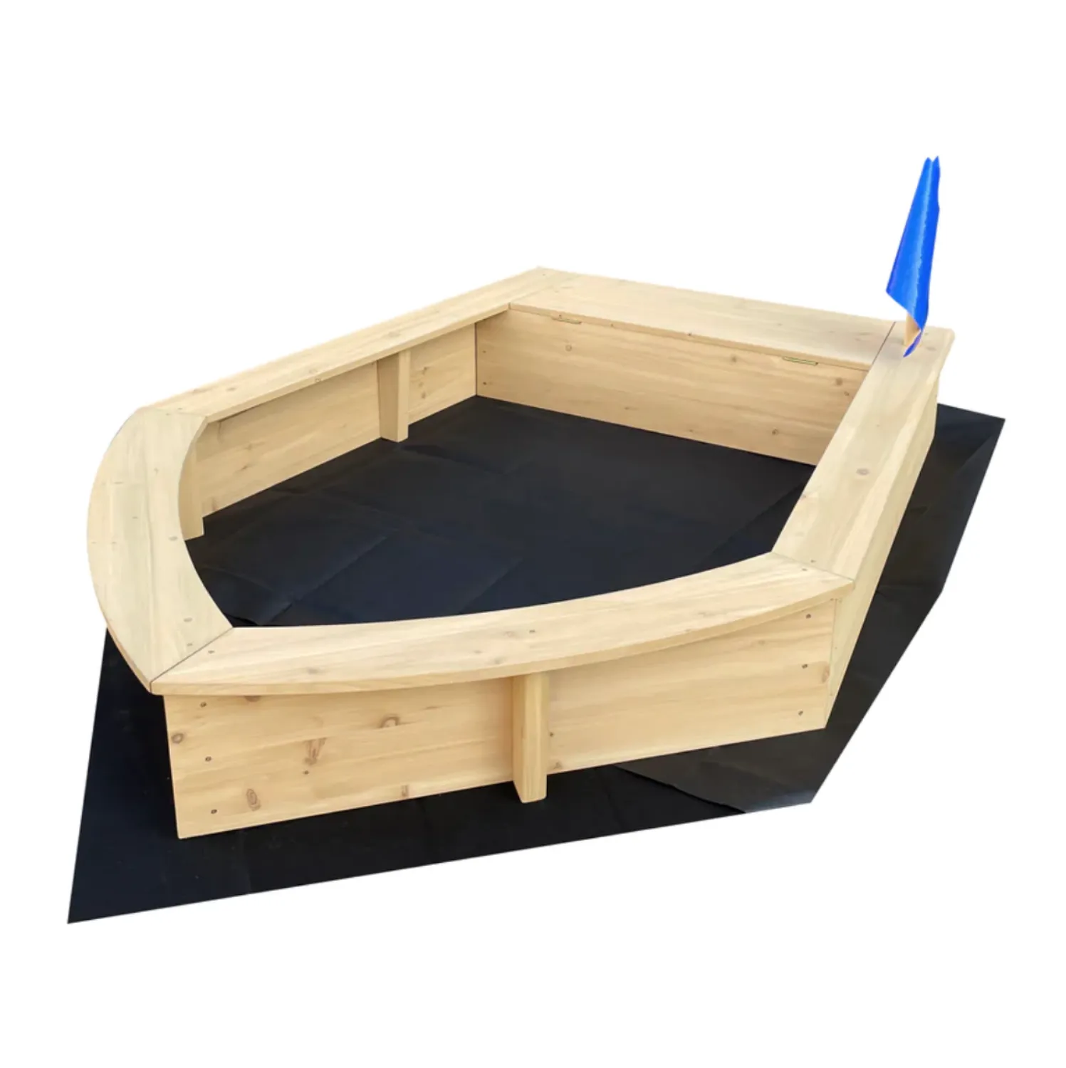 Large 1.2m Long Montessori Eco Conscious FSC Cypress Wood Ship Sandpit  & Thick Waterproof Cover | 3 years 