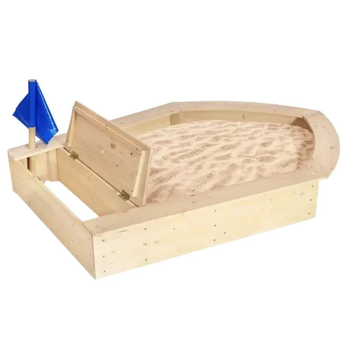 Large 1.2m Long Montessori Eco Conscious FSC Cypress Wood Ship Sandpit  & Thick Waterproof Cover | 3 years 