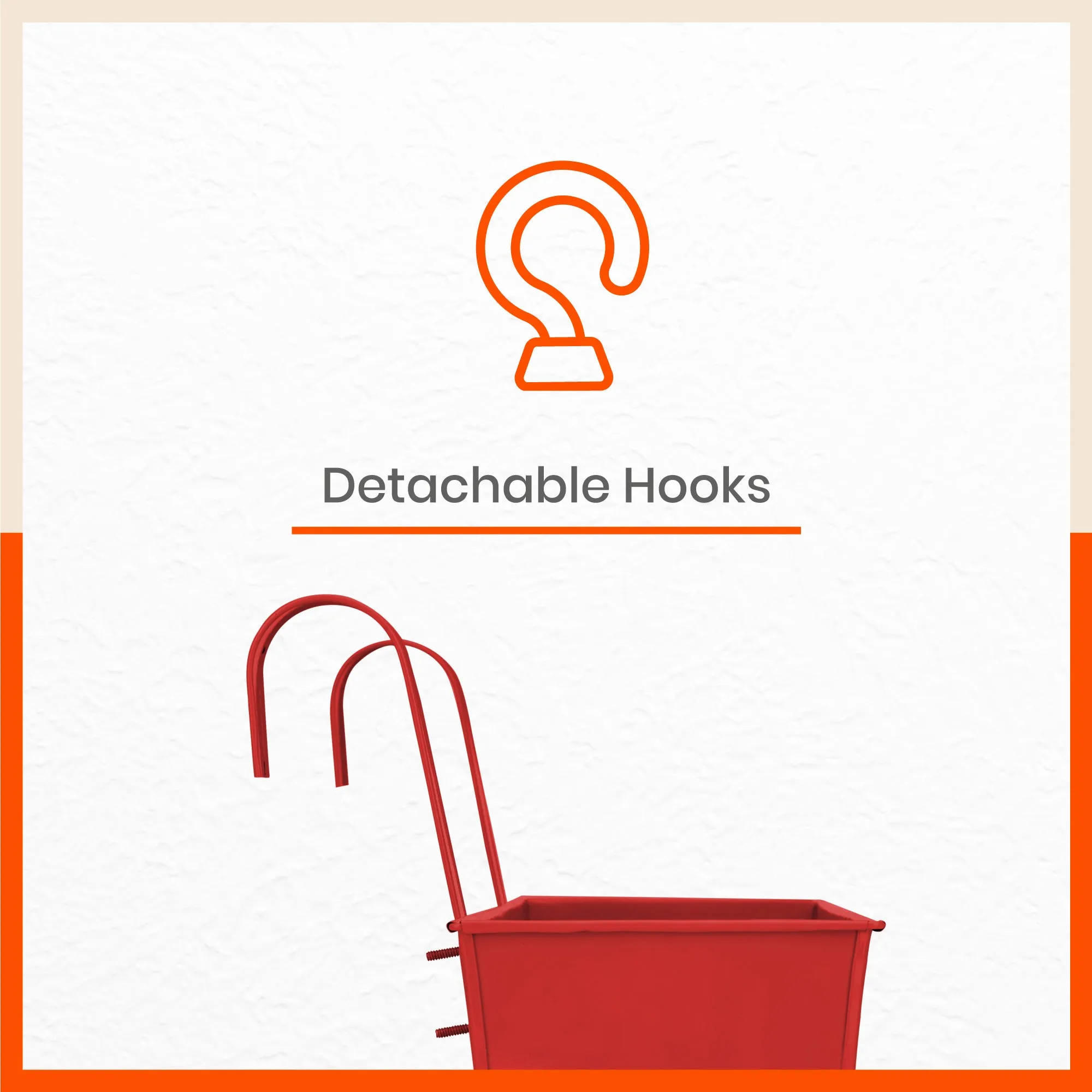 LEA Hanging Metal Pot Holders / Planters for Home / Balcony / Garden | Red - Set of 3