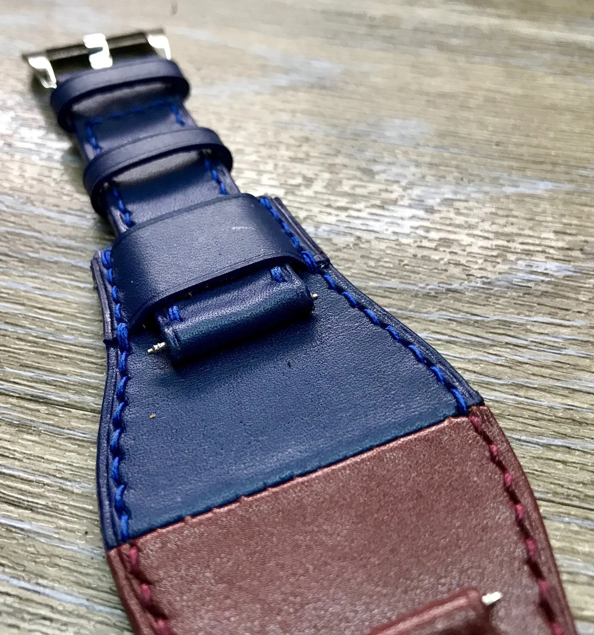 Leather Watch Straps, Leather Bund Straps, Watch Band for Rolex GMT Master 2 Pepsi, Watch Band, Leather Watch Strap 20mm, Blue Red Watch Strap
