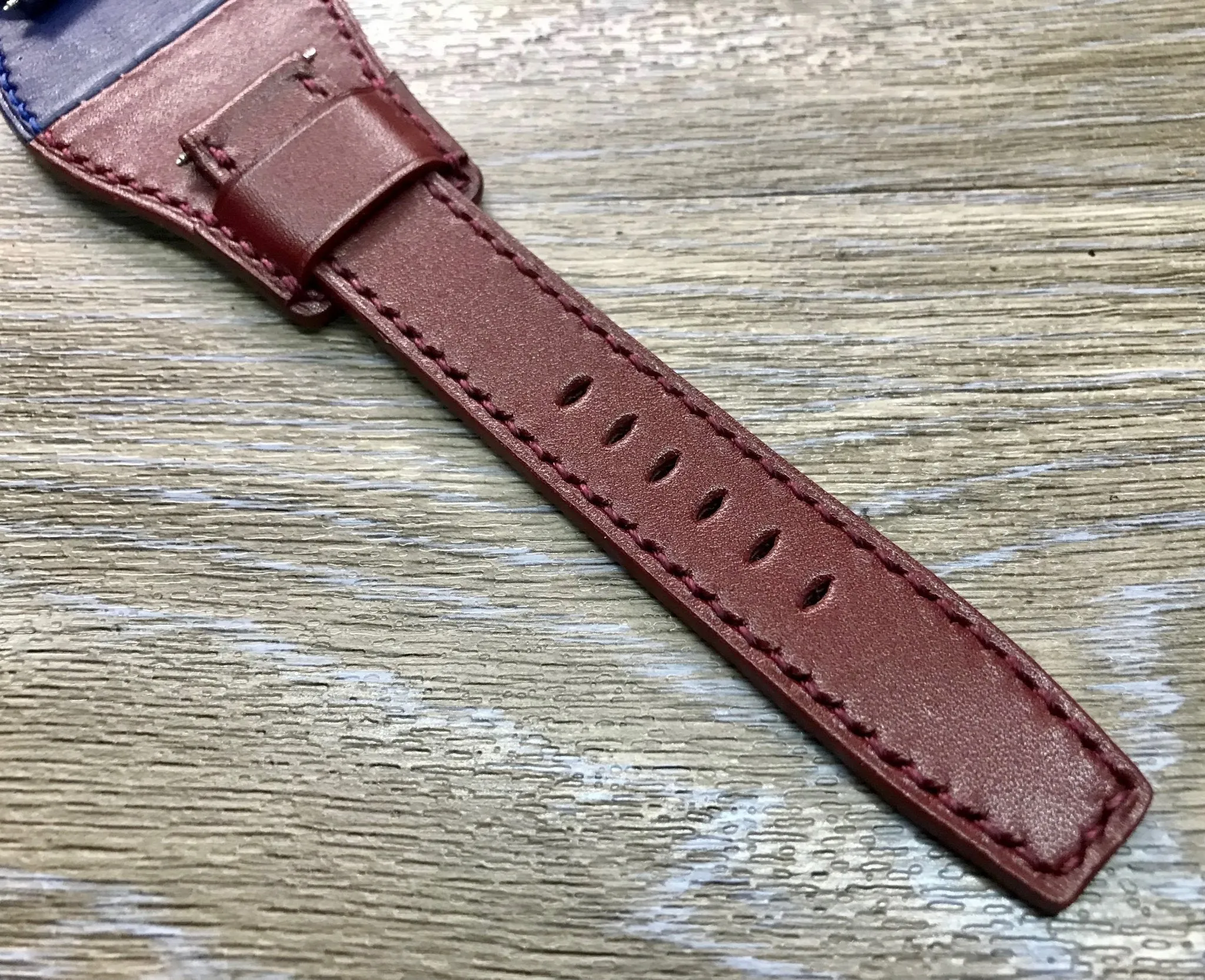 Leather Watch Straps, Leather Bund Straps, Watch Band for Rolex GMT Master 2 Pepsi, Watch Band, Leather Watch Strap 20mm, Blue Red Watch Strap