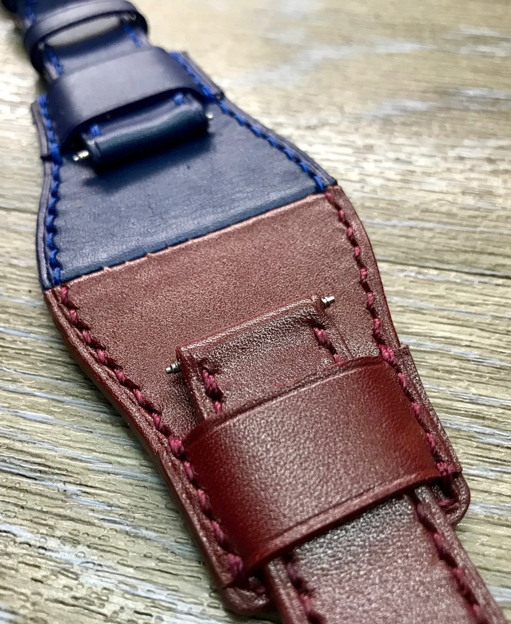 Leather Watch Straps, Leather Bund Straps, Watch Band for Rolex GMT Master 2 Pepsi, Watch Band, Leather Watch Strap 20mm, Blue Red Watch Strap
