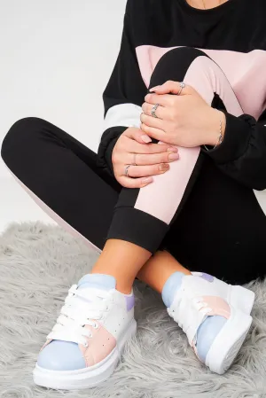 Light Blue Colour Block Trainers - Skyy