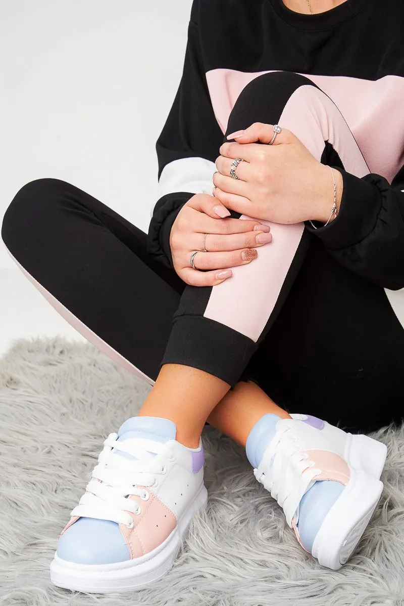 Light Blue Colour Block Trainers - Skyy