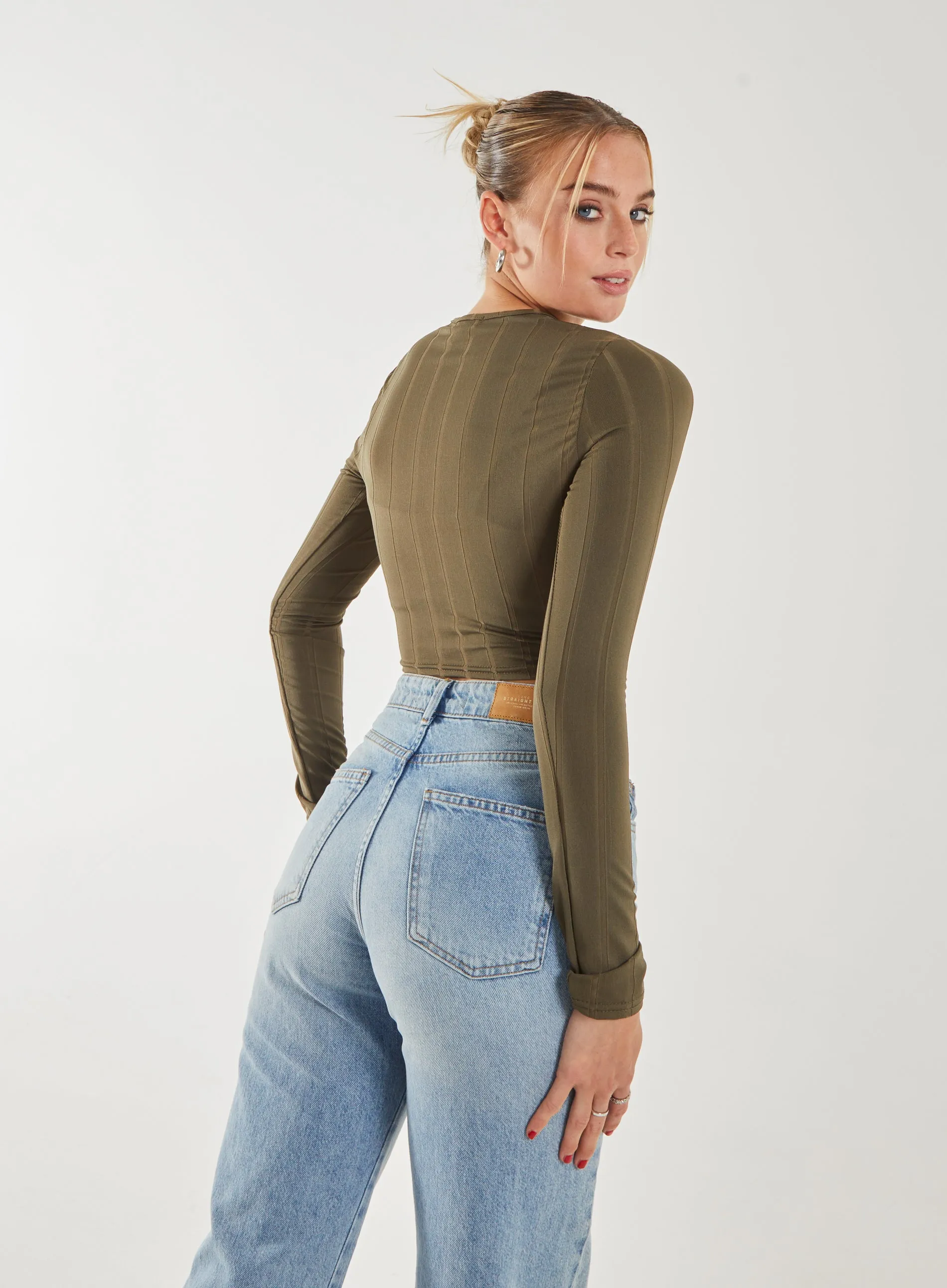 Long Sleeve Ruched Asymmetric Top
