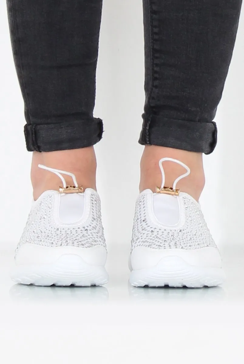 Lorraine White Sparkle Trainers