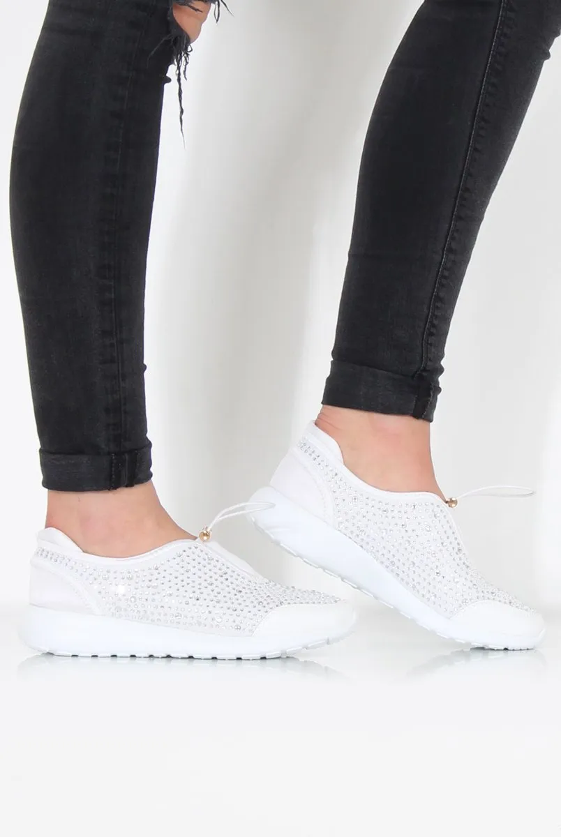 Lorraine White Sparkle Trainers