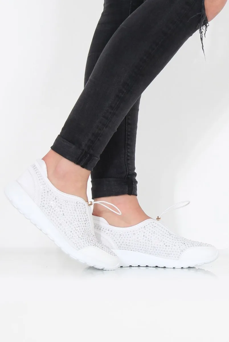 Lorraine White Sparkle Trainers