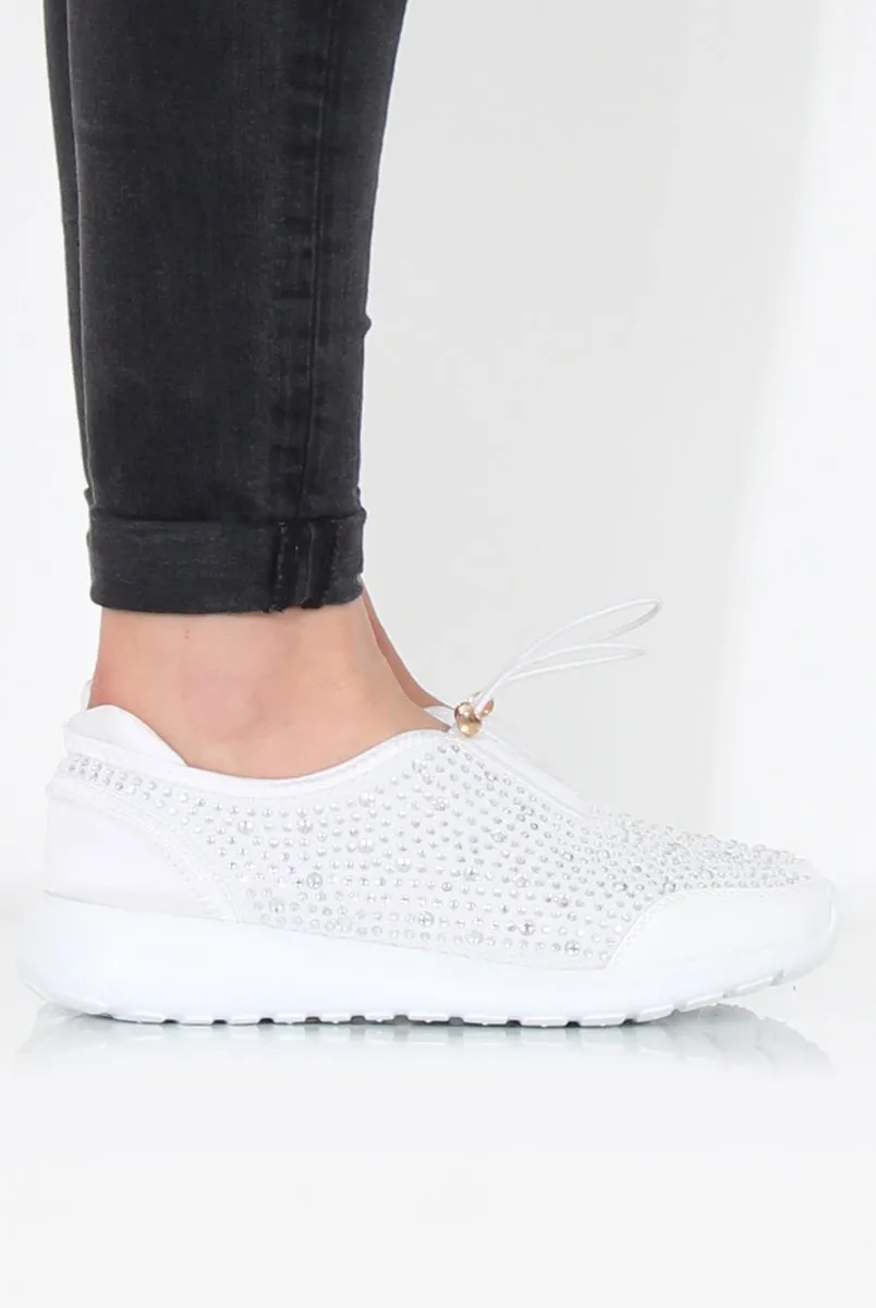 Lorraine White Sparkle Trainers