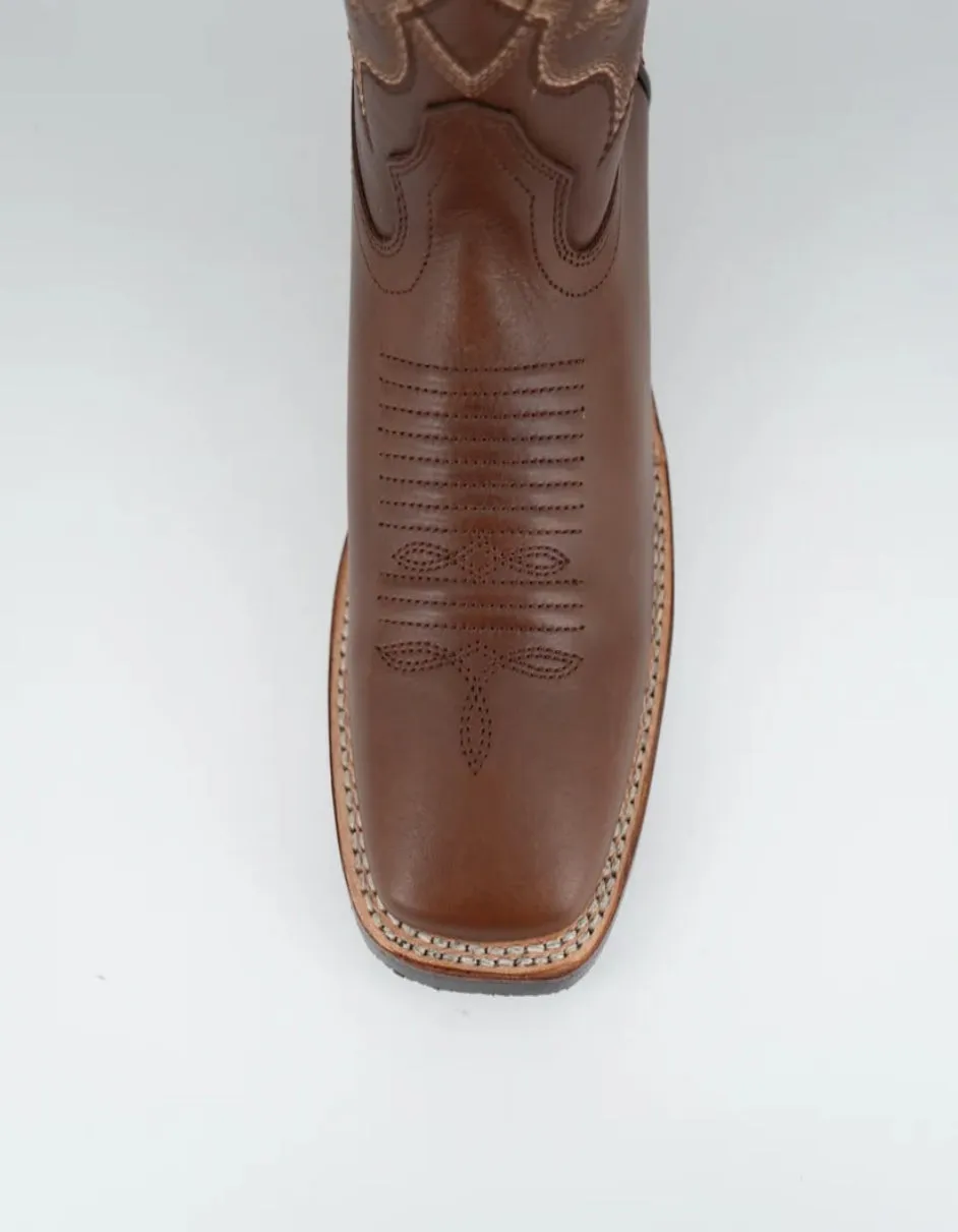 Los Altos Men's Brown Genuine Pirarucu Wide Square Toe Boot