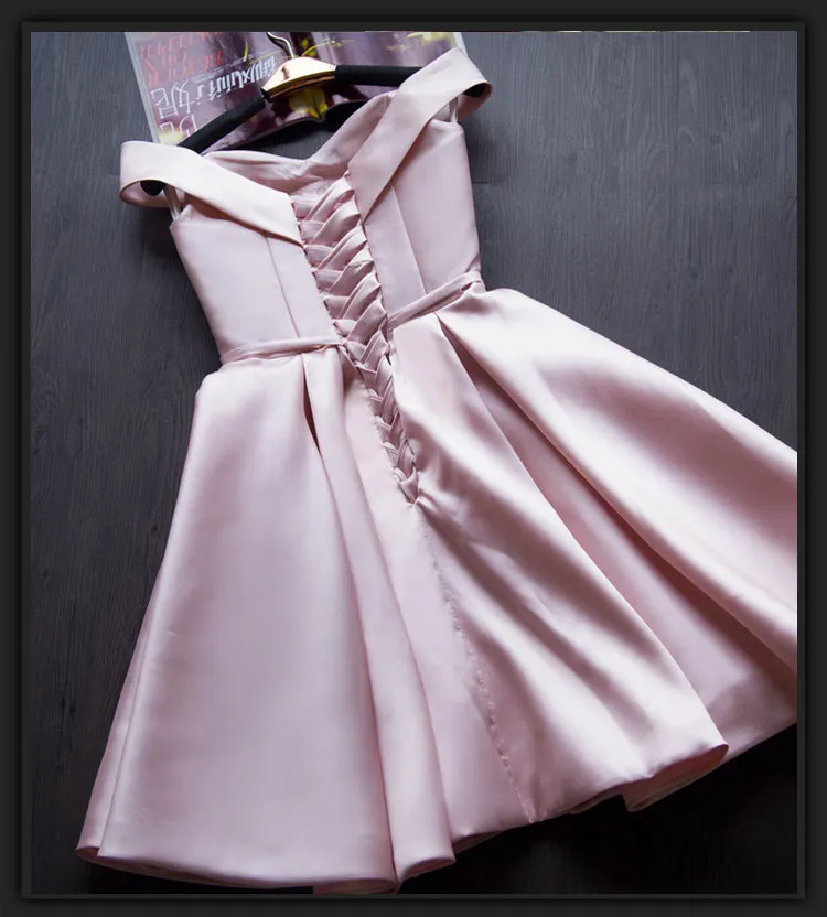 Lovely Satin Off Shoulder Homecoming Dress, Knee Length Party Dress