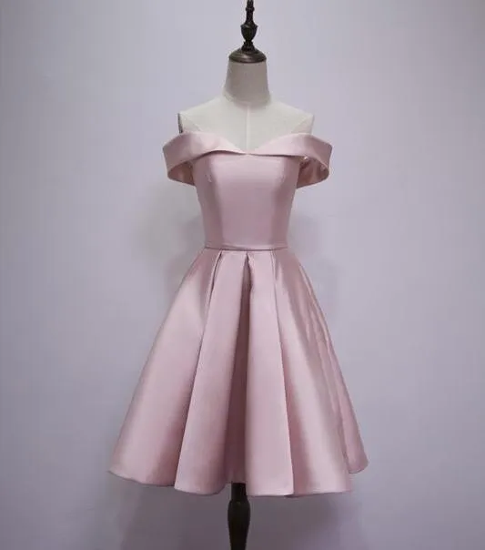 Lovely Satin Off Shoulder Homecoming Dress, Knee Length Party Dress