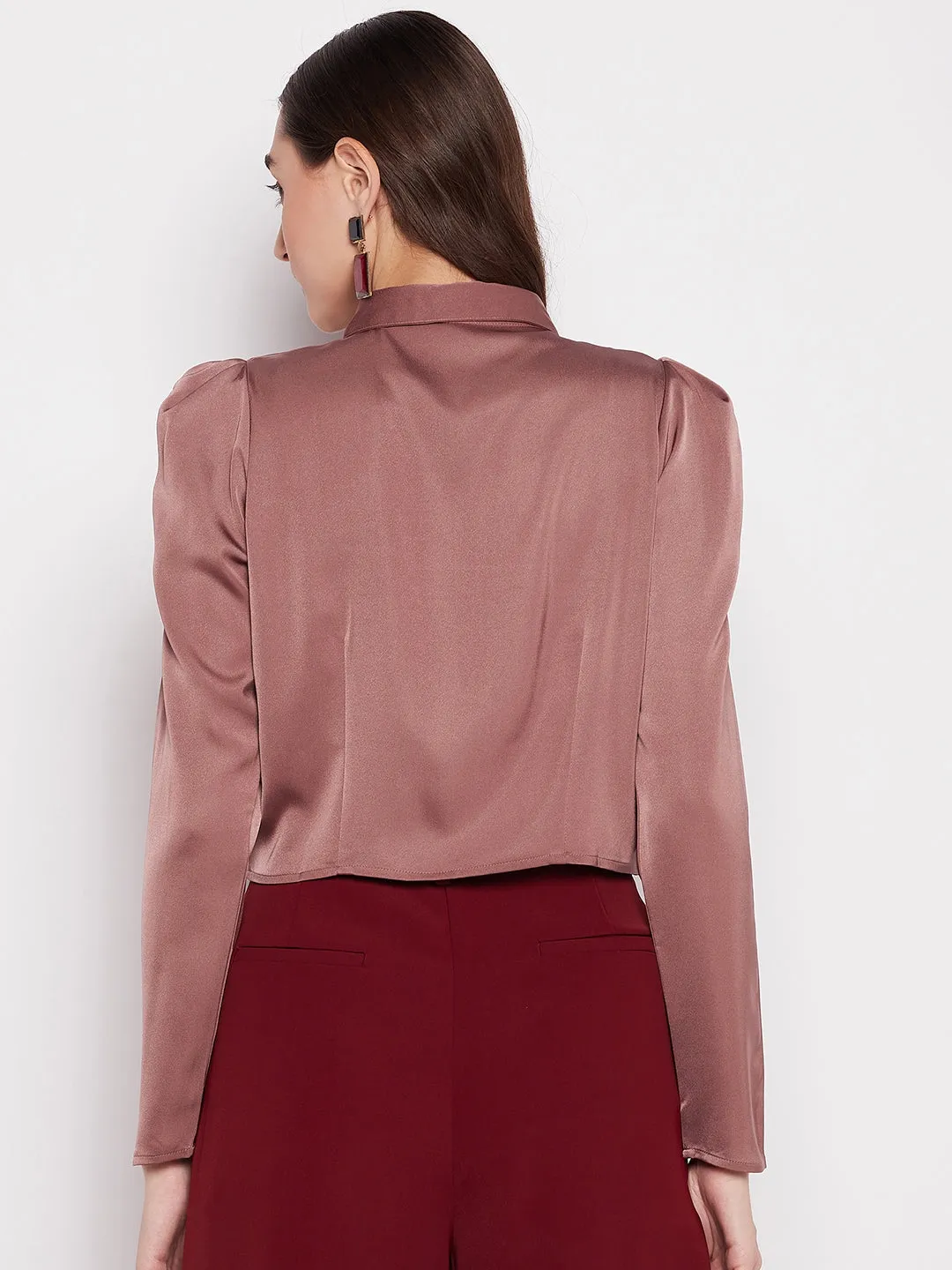 Madame Embellished Satin Crop Shirt