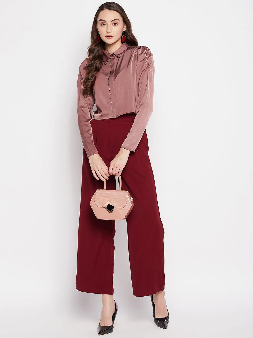 Madame Embellished Satin Crop Shirt