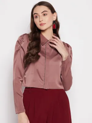 Madame Embellished Satin Crop Shirt