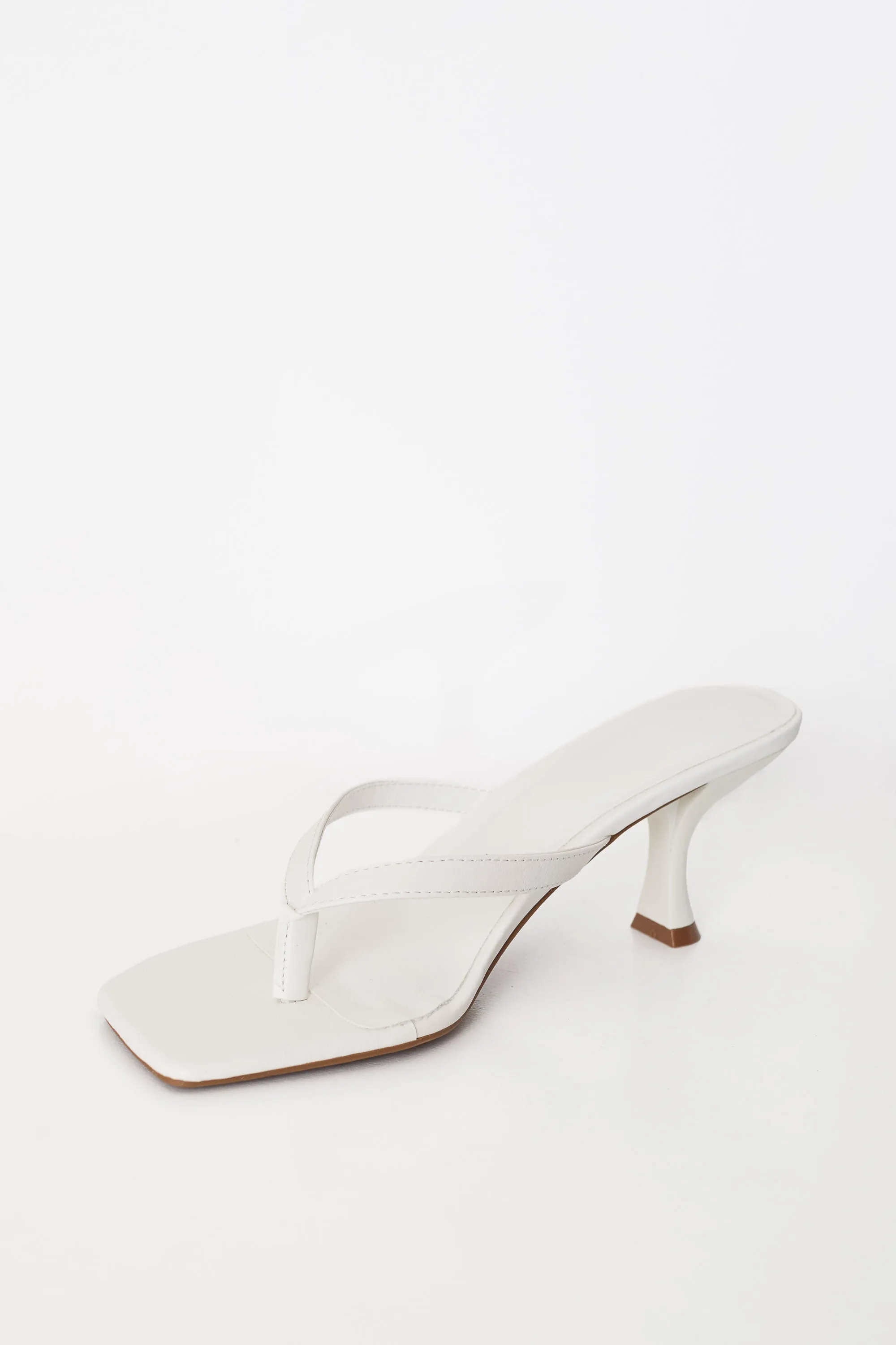 Melanie White Thong Strap Kitten Heel