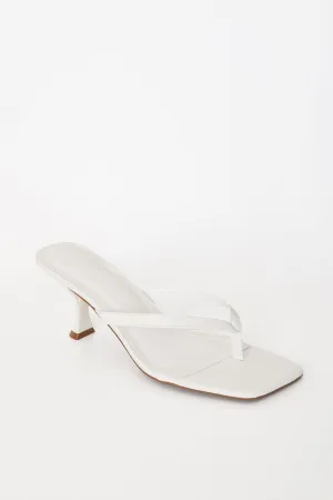 Melanie White Thong Strap Kitten Heel