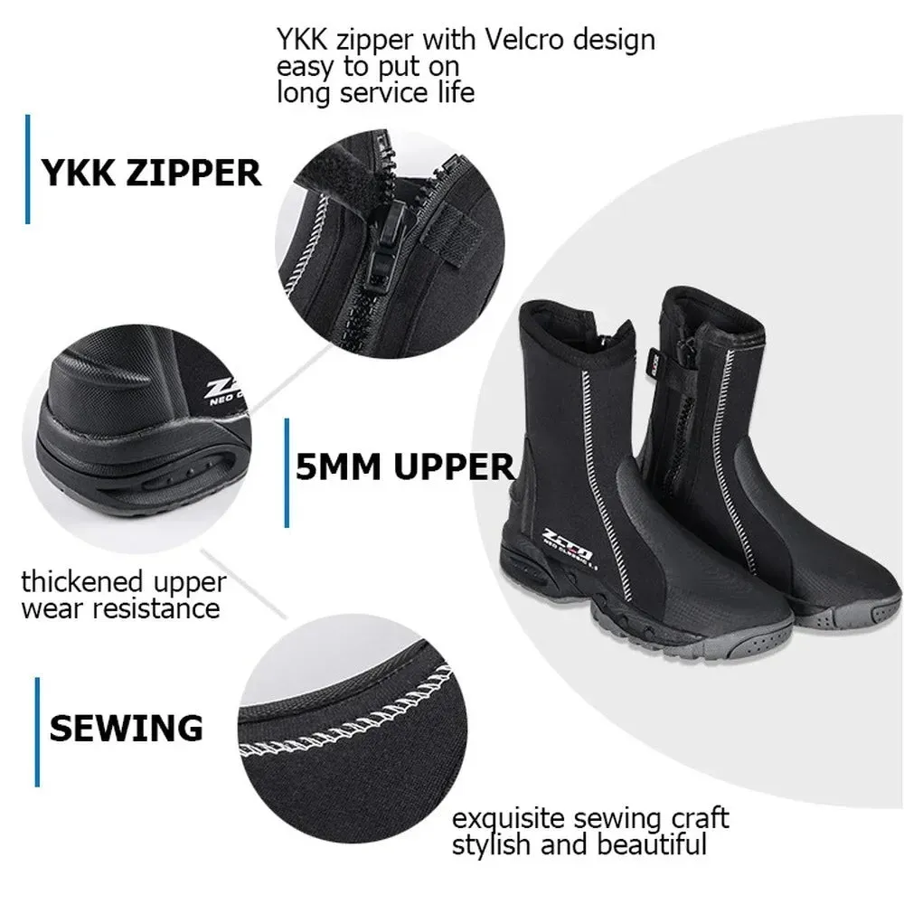 Men's 5MM Neoprene Diving Boots High Top Anti-Cold Anti-Slip Outdoor Beach Surfing Snorkeling Kayak Sailing Shoes