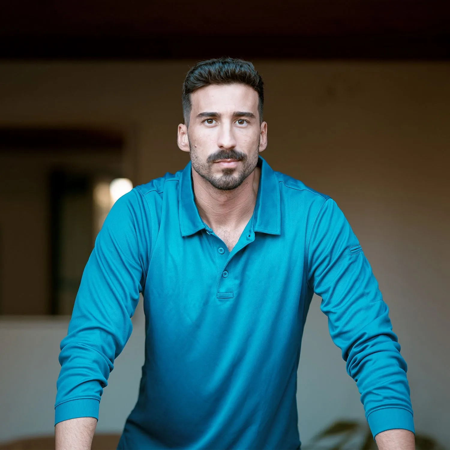 Men's Sport Long Sleeve Polo Quick Dry Performance Breathable Comfortable Jersey Golf Tennis Shirt
