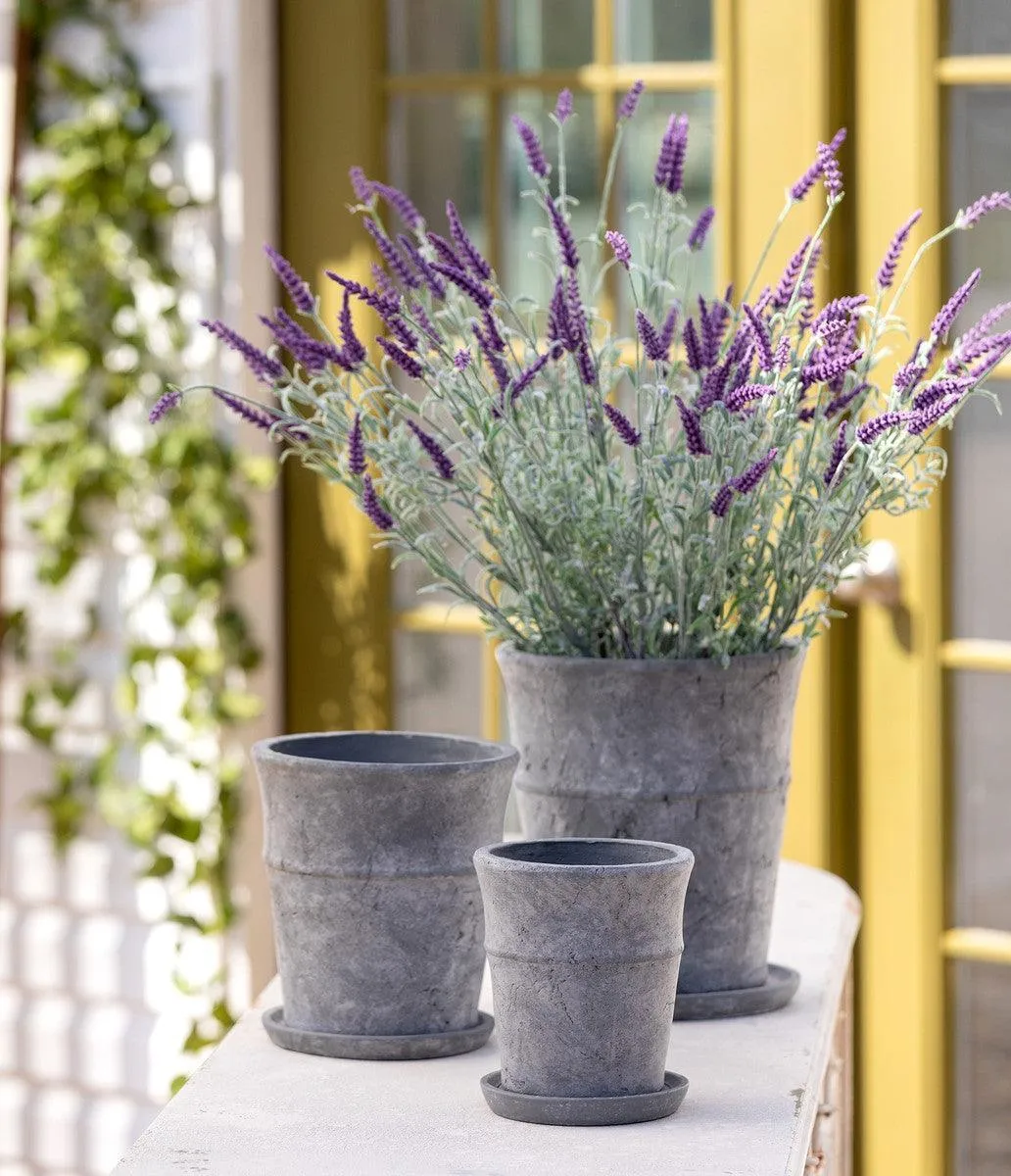 Meyer Cement Garden Pot w/ Tray, 5.5"