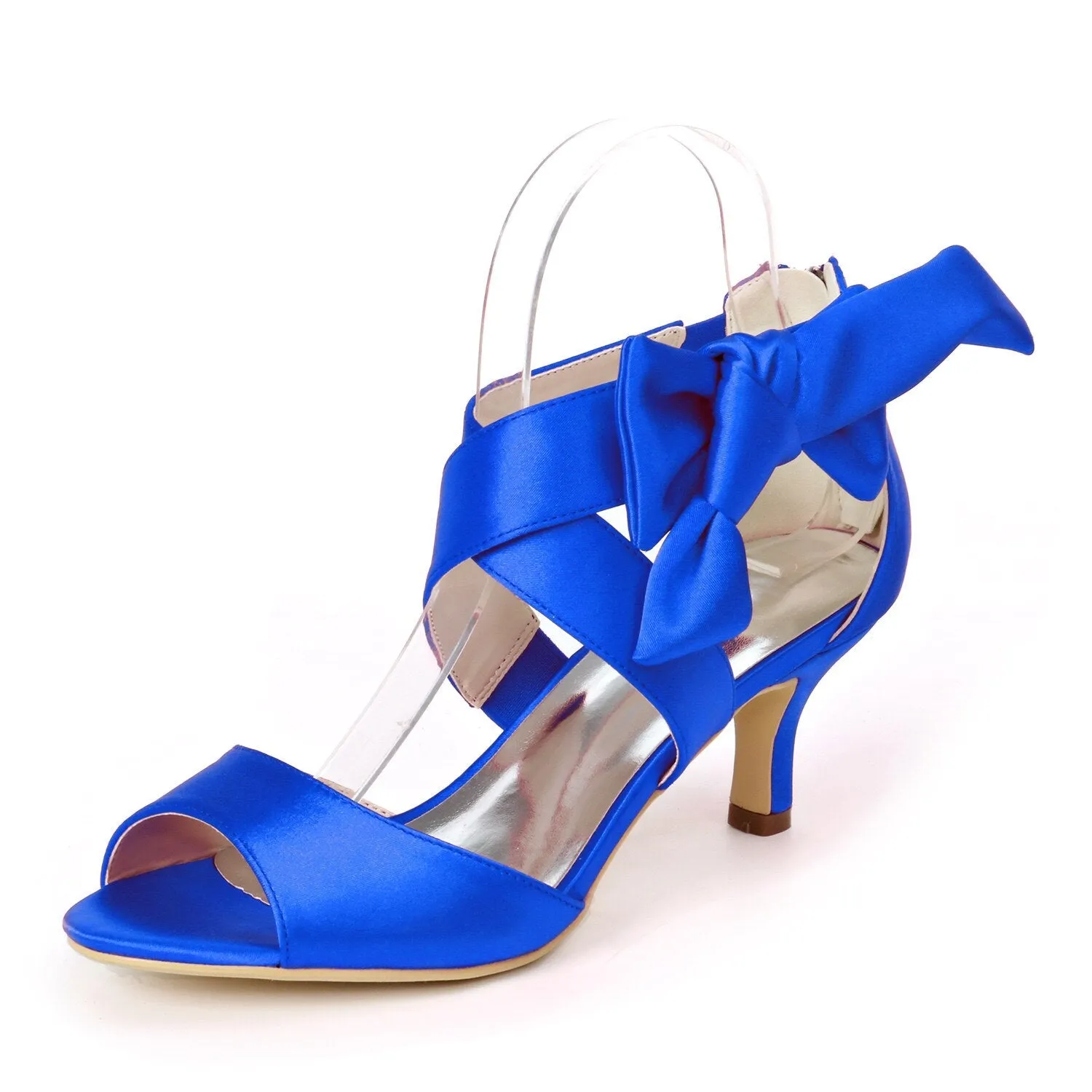 Mid Heels Satin Wedding Sandals for Bride Open Toe