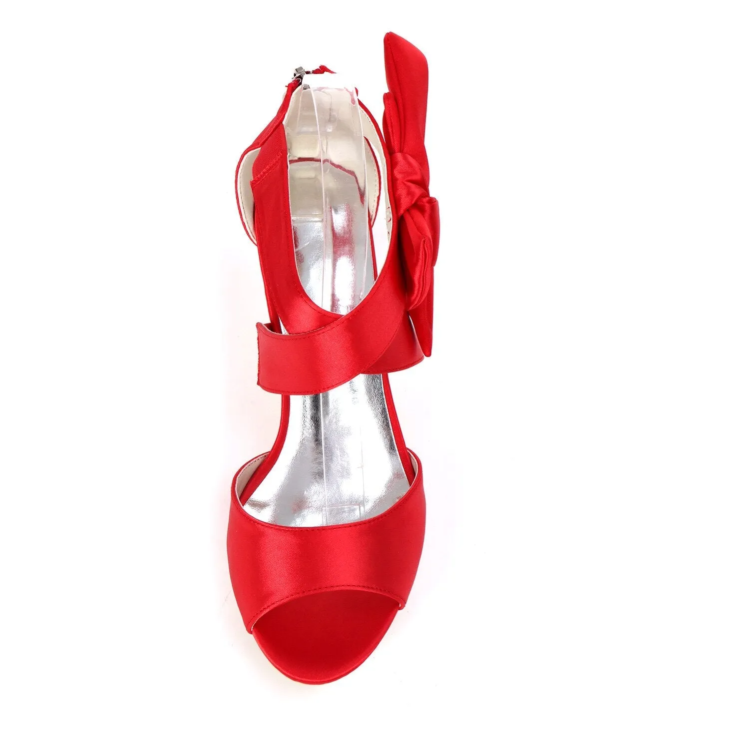 Mid Heels Satin Wedding Sandals for Bride Open Toe