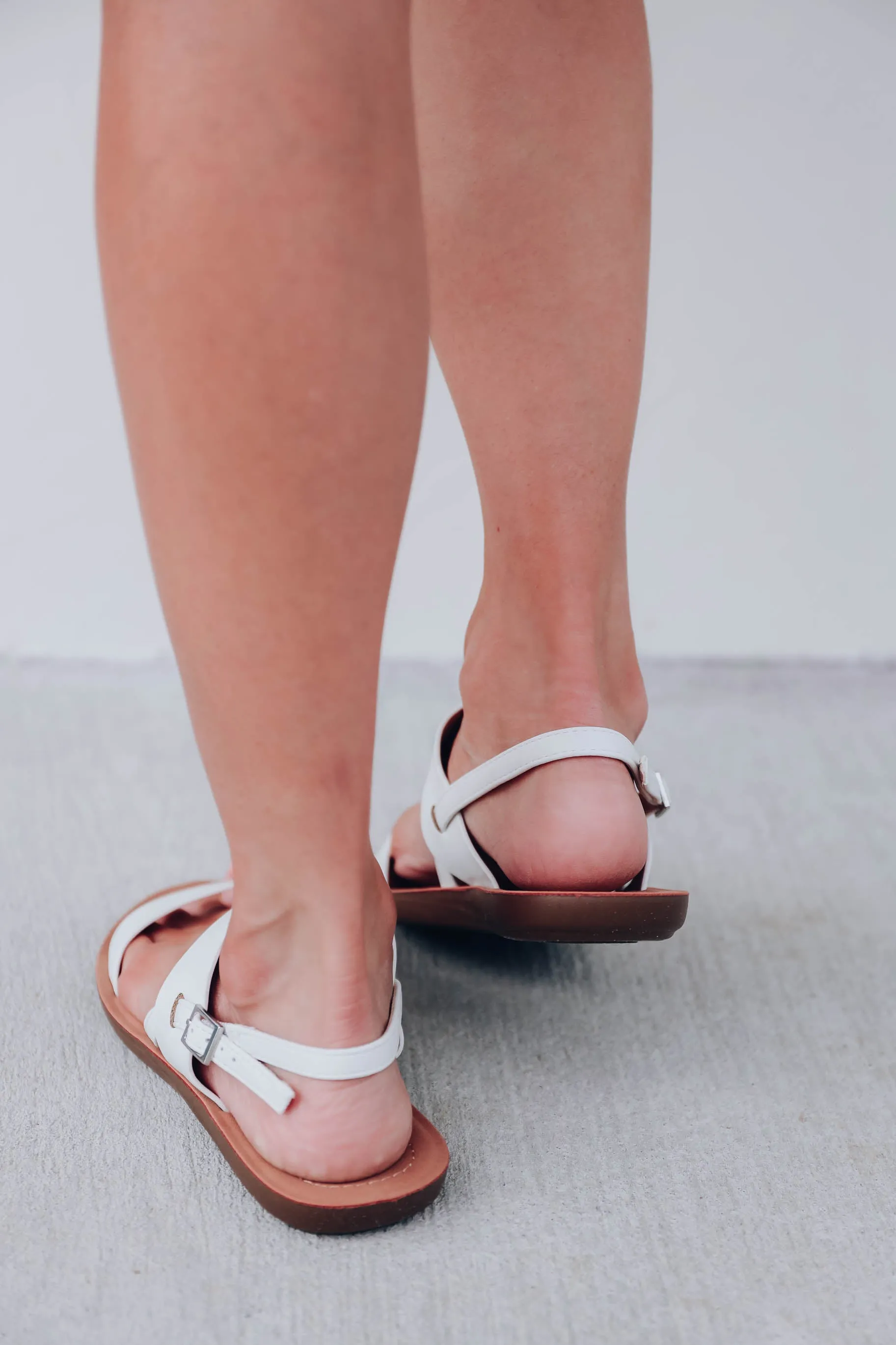 Natural Wide Strap Sandals - White