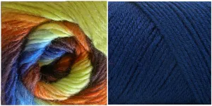 NAVY   OVER THE RAINBOW - Falling Leaves Scarf YARN KIT