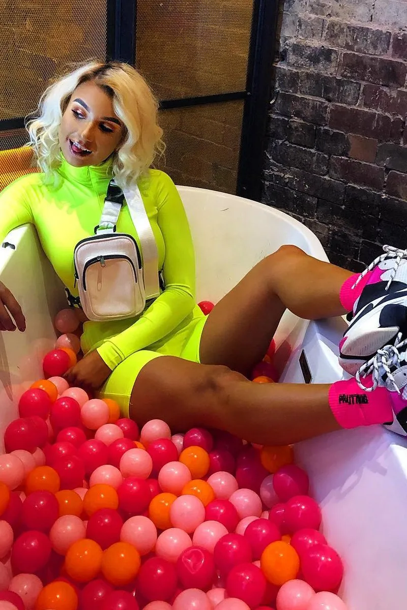 Neon Yellow Crop Top Cycling Shorts Co-Ord - Cleo