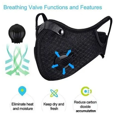 Neoprene Charcoal Dual Valve w/ PM 2.5 Filter Sports Face Mask