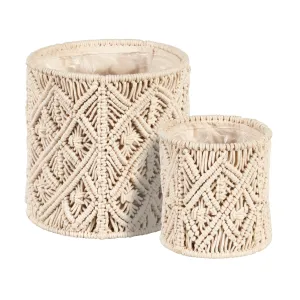 Nesting Macrame Fabric Planters, Set of 2,2fp052