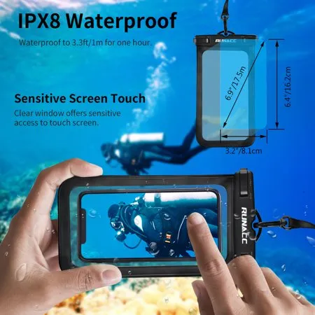 New RUNACC 12L Waterproof Dry Bag Roll Top Dry Compression Sack for Rafting, Kayaking, Camping, Beach and Boating with Waterproof Phone Case