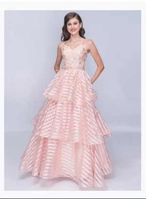 Nina Canacci 1435 Spaghetti Strap Ballgown With Tiers