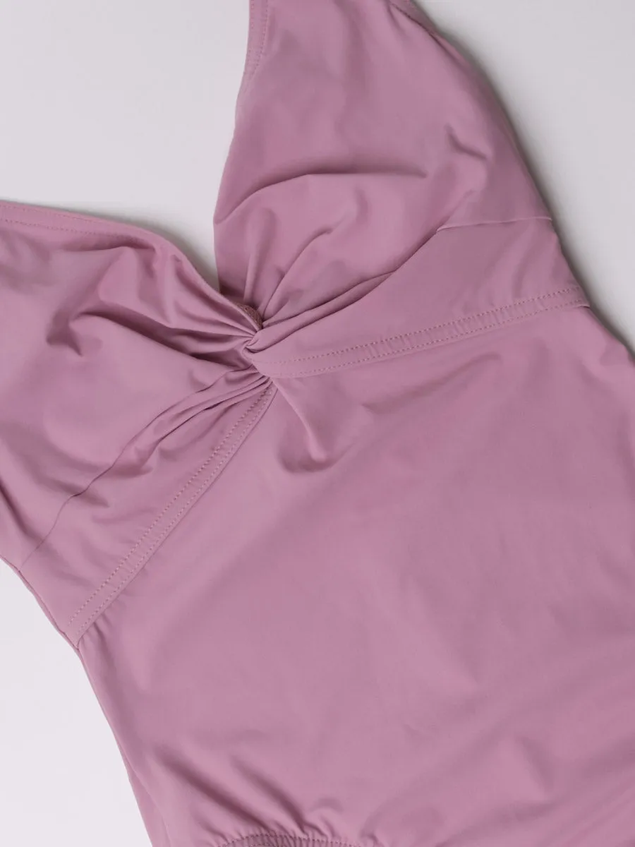 One Piece Underwire Knot Twist in Dusty Pink