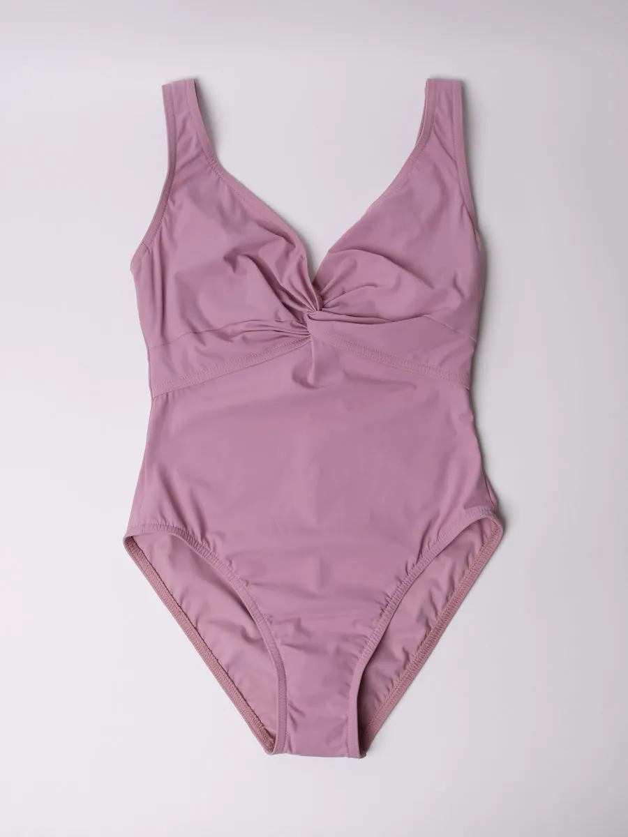 One Piece Underwire Knot Twist in Dusty Pink