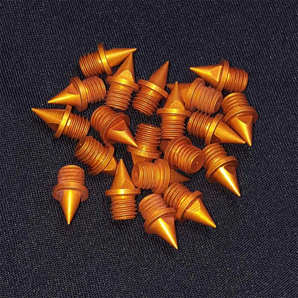 Orange 1/4" Pyramid Aluminum Track Spikes